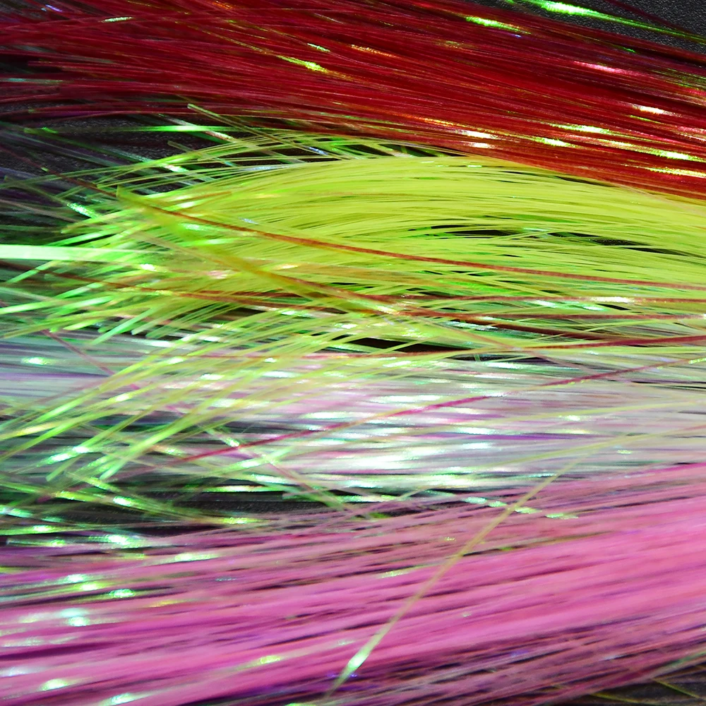 MNFT 11 paquetes de moscas de cristal para decorar oropel, atado de moscas/gancho de plantilla, materiales para hacer señuelos, Flashabou holográfico, cola de ala de cebo DIY - imagen 5