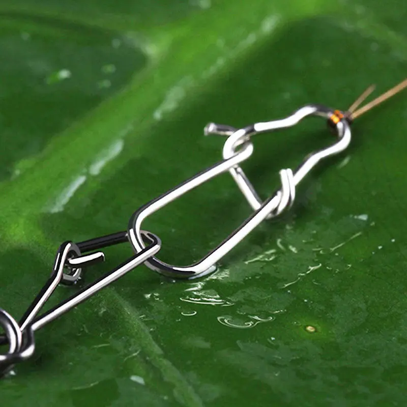 WDAIREN-broches de pesca de acero inoxidable, Clips de bloqueo rápido, tamaño de conector de seguridad, accesorios, aparejos para señuelos, anzuelos, 100 unids/lote - imagen 4