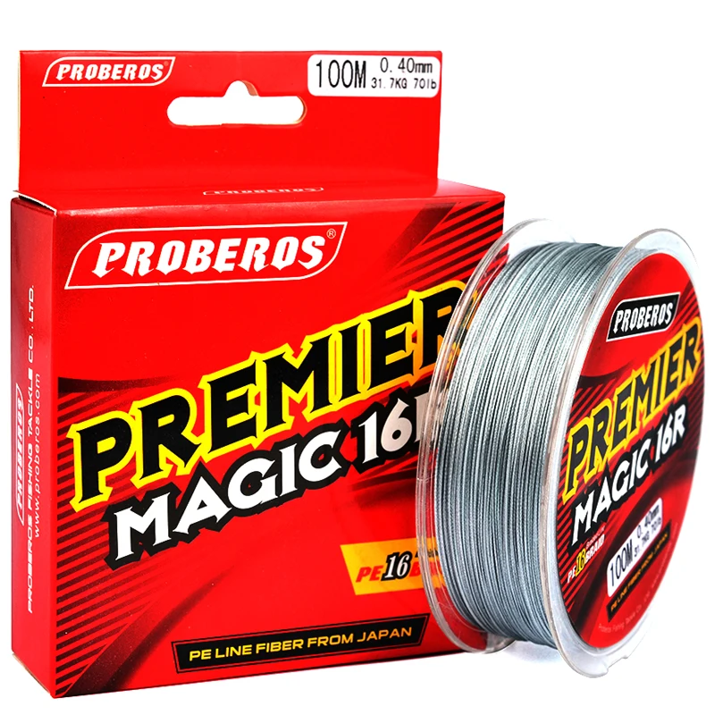 PROBEROS-sedal de pesca PE de 100M, 16 tejidos, 16 soportes, cable trenzado japonés disponible, aparejos de línea PE de 40LB-120LB, paquete rojo - imagen 4