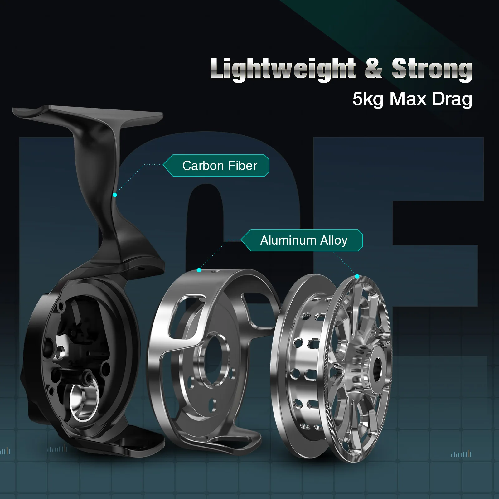 Piscifun-Carretes de pesca en hielo de carbono ICX 3,2: 1, alta velocidad, caída libre, modo Dual, 8 + 1 gatillo, blindado BB, carrete magnético suave para invierno - imagen 4