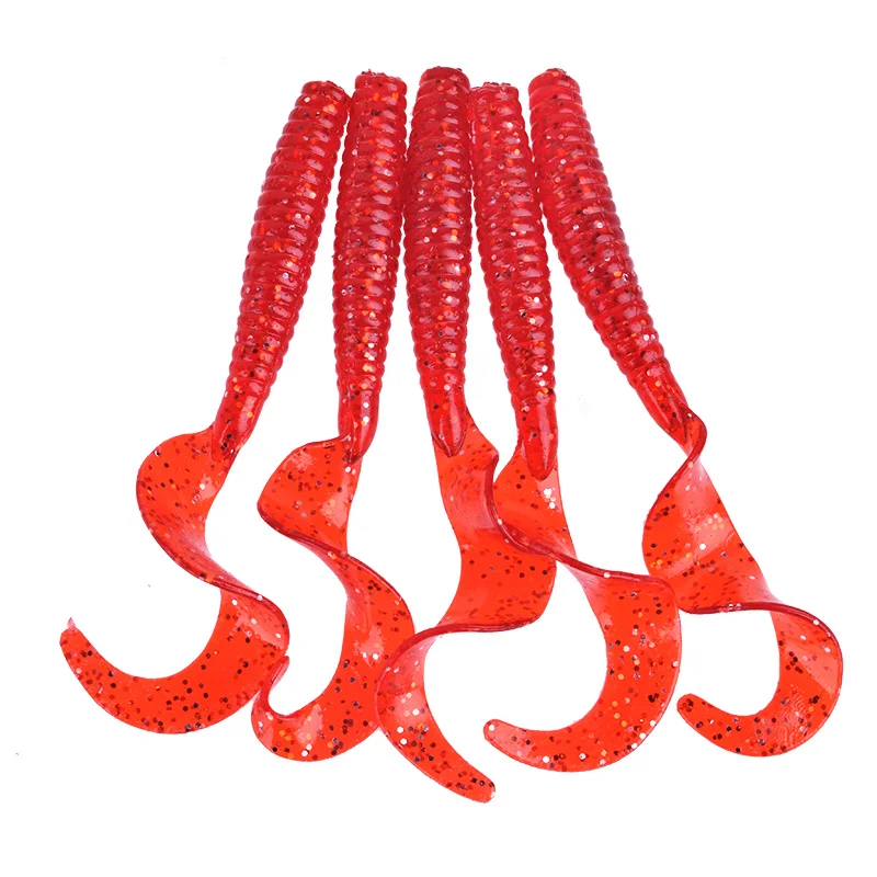 Cebos blandos de silicona para pesca de carpa, cebo Artificial de cola de gusano, Wobblers de 8cm y 4,3g, olor a pescado, para lubina y Leurre, 5 uds. - imagen 5