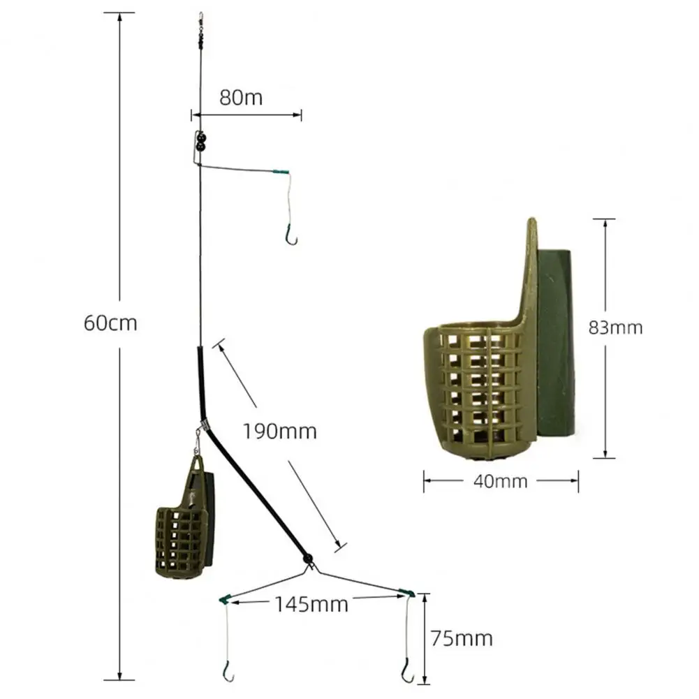 1 Juego de alimentador de pesca de carpa, jaula de cebo de resorte, herramientas de relleno de cebo, juego de aparejo de anzuelo de pesca, aparejos alimentadores, jaula de cebos de pesca - imagen 4