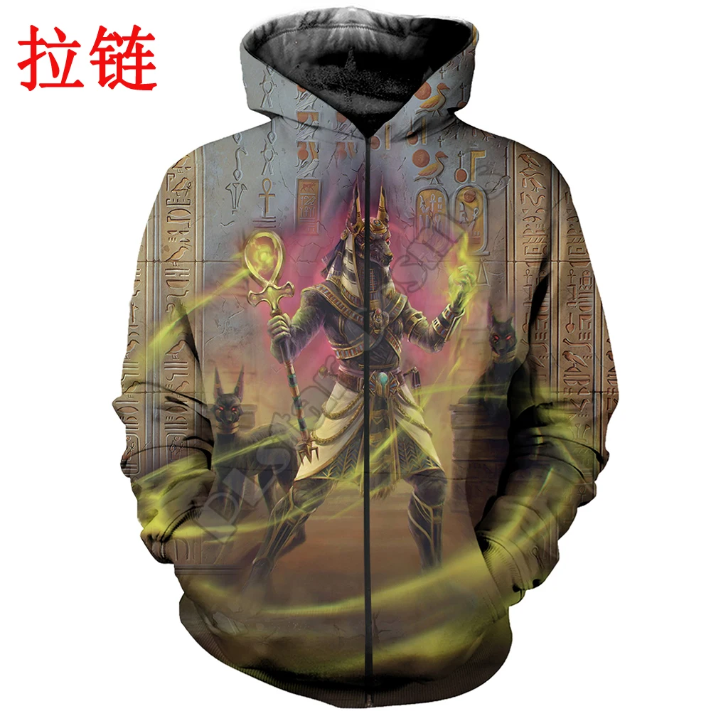 Sudadera con capucha egipcia con estampado 3D de Dios de Anubis para hombre, Sudadera con capucha de moda Harajuku, chaqueta de calle, sudaderas con capucha Unisex de otoño KJ684 - imagen 3