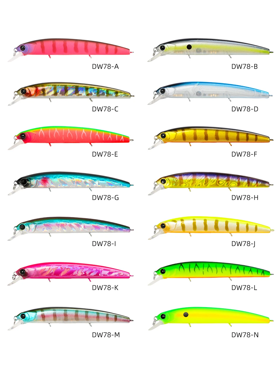 TSURINOYA-señuelo de pesca de pececillo suspendido, DW78, 92mm, 9g, Lucio de fundición larga, 3 anzuelos, cebo duro con manivela, Wobbler Jerkbait