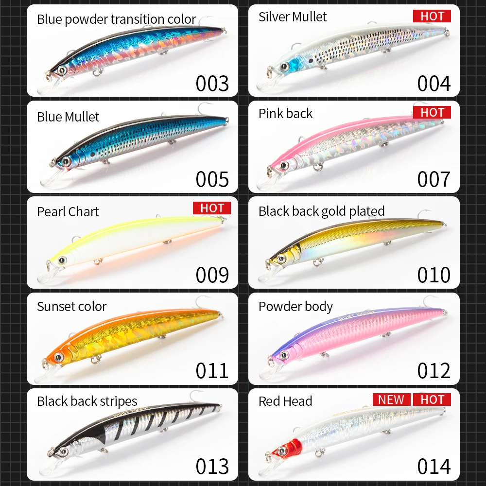 Hunthouse tide slim minnow flotante 148mm 22,8g isca sea bass pesca señuelo wobblers cebo duro señuelo brochet océano playa pescado - imagen 4