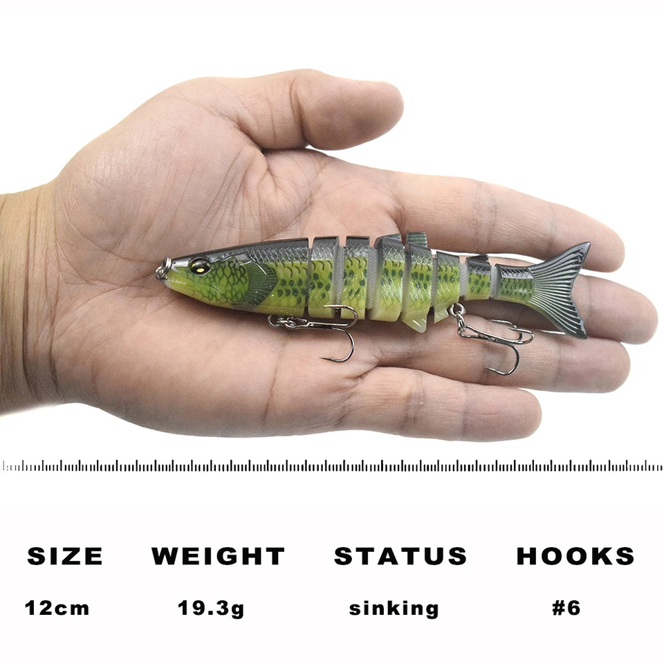 Señuelos de Pesca que se hunden, cebos de pesca de 120MM y 19,3G, cebos multiarticulados de 8 segmentos, cebo Artificial duro, aparejos de pesca para pececillos, 1 ud. - imagen 4