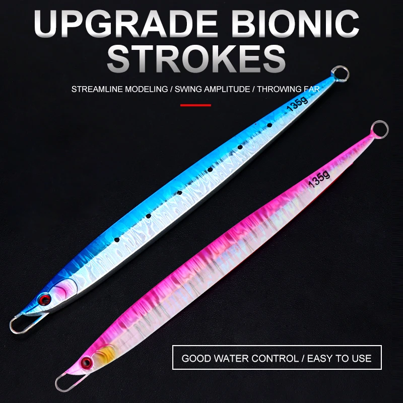 FishGang-señuelo de pesca en el mar, anzuelo luminoso de metal de fundición larga, de velocidad rápida, 80g, 100g, 135g, 5 unidades - imagen 5