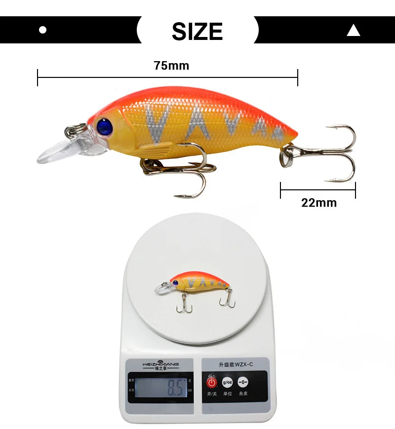 Crankbait-señuelo de Pesca Artificial, cebo duro flotante de 7,5 cm y 8,5g, aparejos de Pesca Leurre, Swimbait, trucha, 1 unidad - imagen 4
