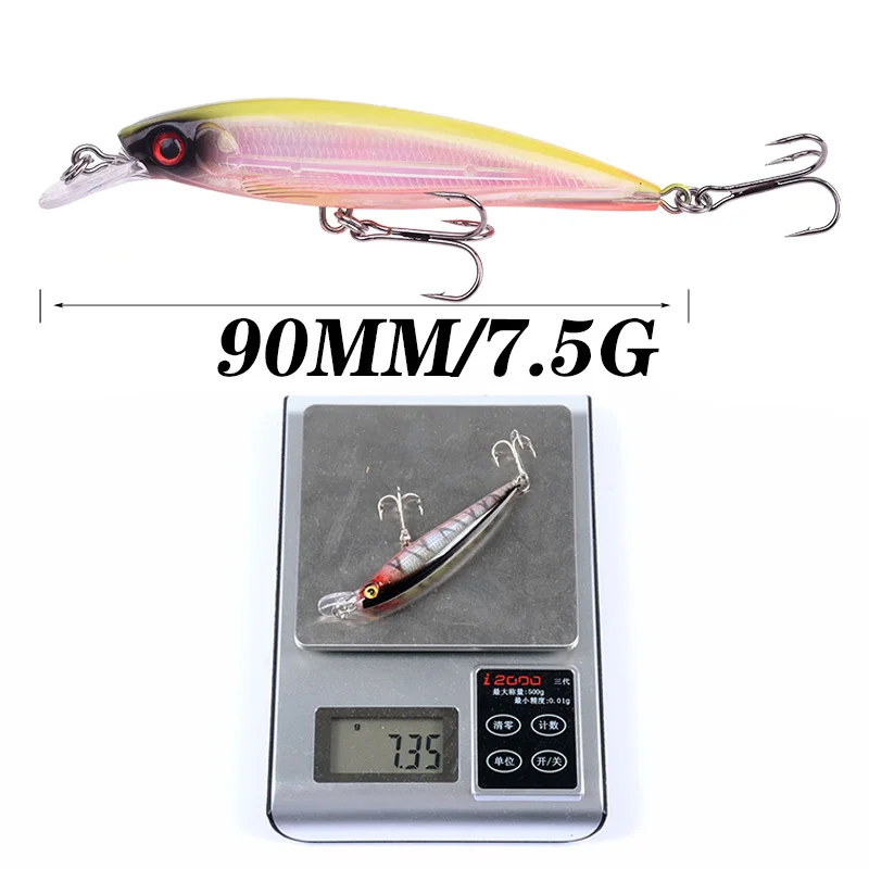 Juego de Señuelos de Pesca de colores mezclados, cebo duro de pesca loco, Mini Minnow flotante, Crankbait oscilante, manivela biónica Artificial, Kit de Wobblers - imagen 3