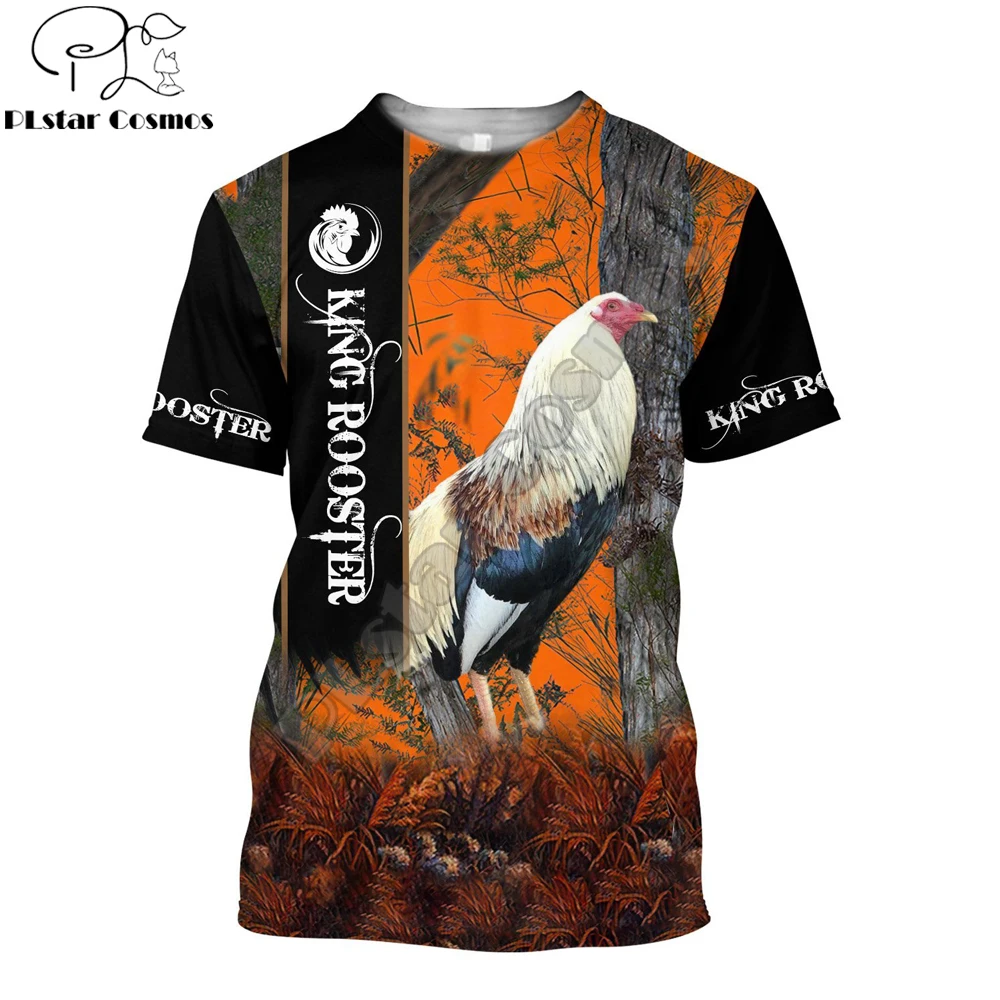 Camiseta Hipster de verano 2025 para hombre, camiseta de manga corta con estampado 3D de caza de gallo hermoso, camisetas informales Unisex TX0172