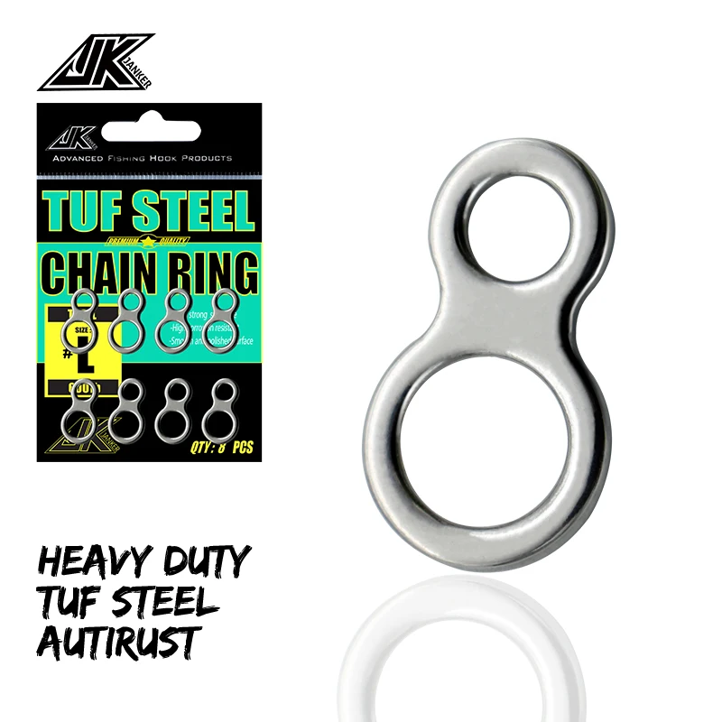 JK Paquete de 2 conectores giratorios de anillo sólido doble de 8 de pesca de alta resistencia para pesca en agua salada con anzuelo de plantillas de curricán. !!!!!!!!!!!!!!!!!!! ! - imagen 5