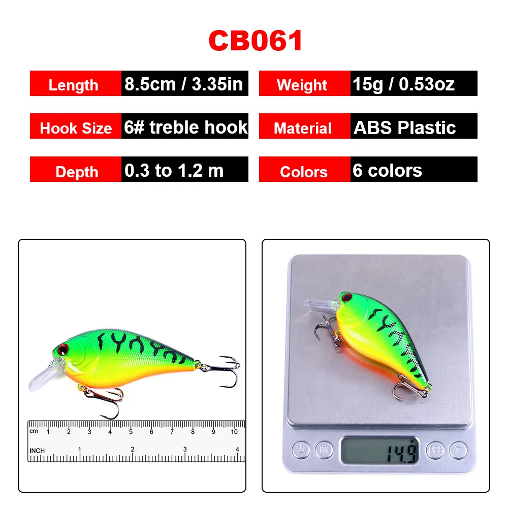 HENGJIA, 1 Uds., 8,5 cm, 15g, sonajero, Crankbait de buceo poco profundo, Wobbler Artificial para Lucio, cebo duro, aparejos de pesca, 6 colores - imagen 4