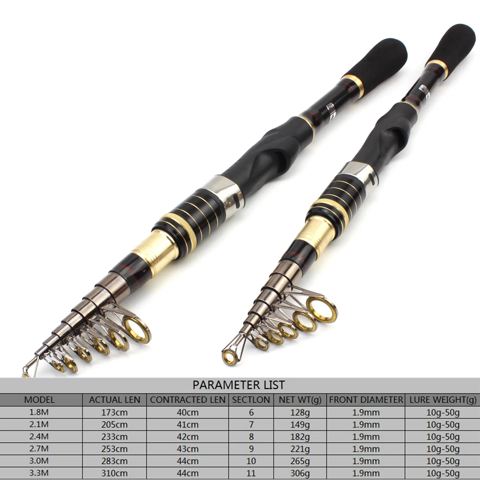 Carrete de caña de pescar telescópico de carbono, conjunto multifunción para principiantes, 1,8 m-3,3 m, novedad - imagen 5