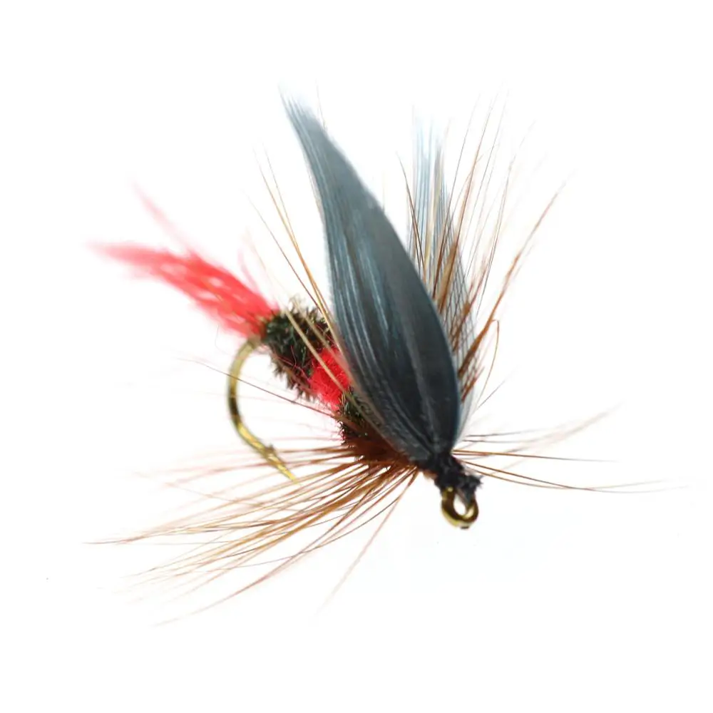 Bimoo-moscas secas de pesca de trucha, moscas de agua rápida y lenta con cuerpo de pavo real y seda roja, #10, 8 Uds. - imagen 4