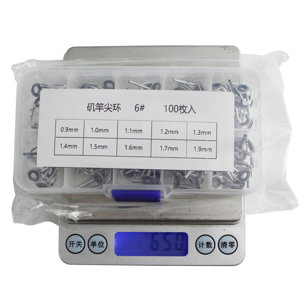 100 unids/set guías de caña de pescar negras cerámica anillo de acero alto en carbono Surf Casting anillos guía de caña de pescar para accesorios de pesca - imagen 5