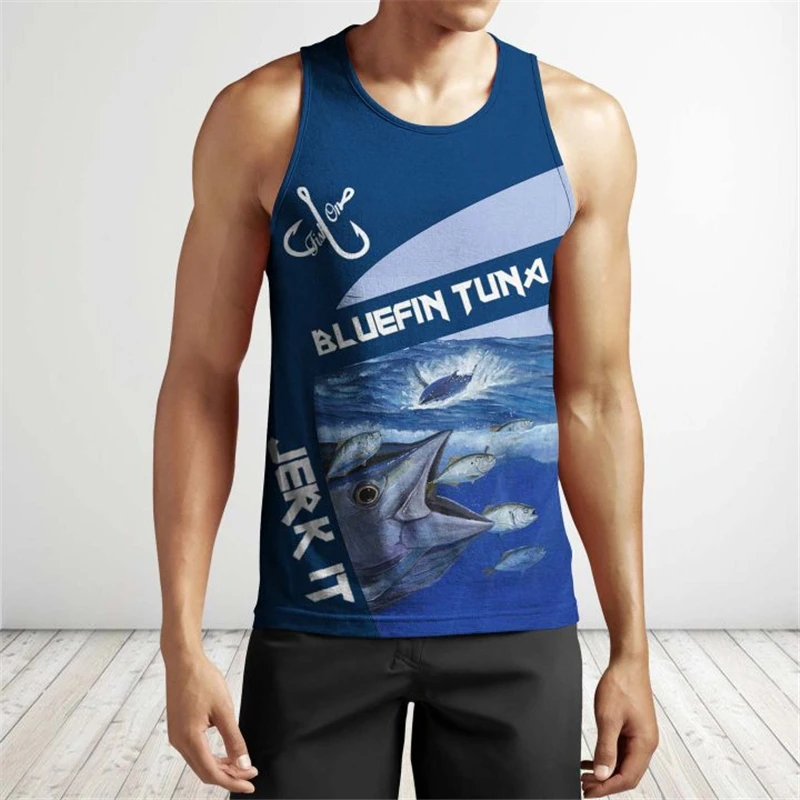 Pesca hermoso patrón 3D impreso hombres camisa chaleco Harajuku moda sin mangas camiseta verano streetwear camisetas sin mangas Unisex - imagen 3