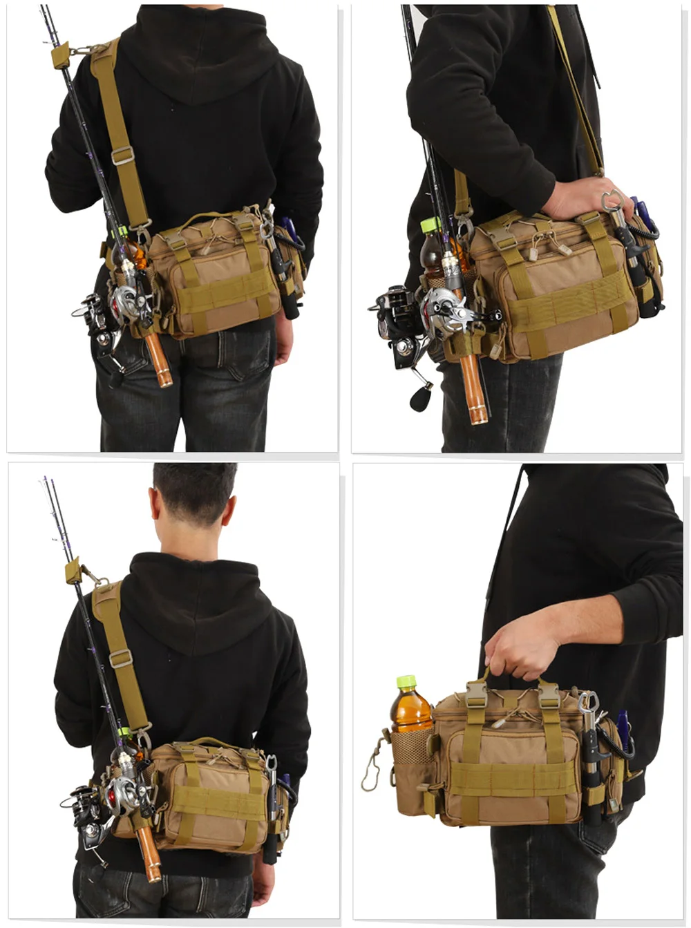 Bolsa de aparejos de pesca multifuncional para caja de señuelos, estuche portátil para exteriores, senderismo, Camping - imagen 4