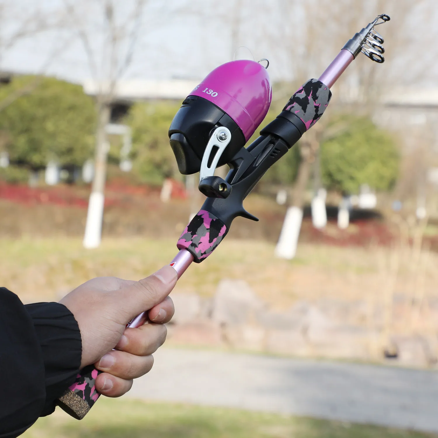 Sougayilang-Juego de caña de pescar para niños, kit completo con caña de pescar telescópica y carrete de fundición, ganchos para cebos, juego de poste de viaje para agua salada - imagen 5