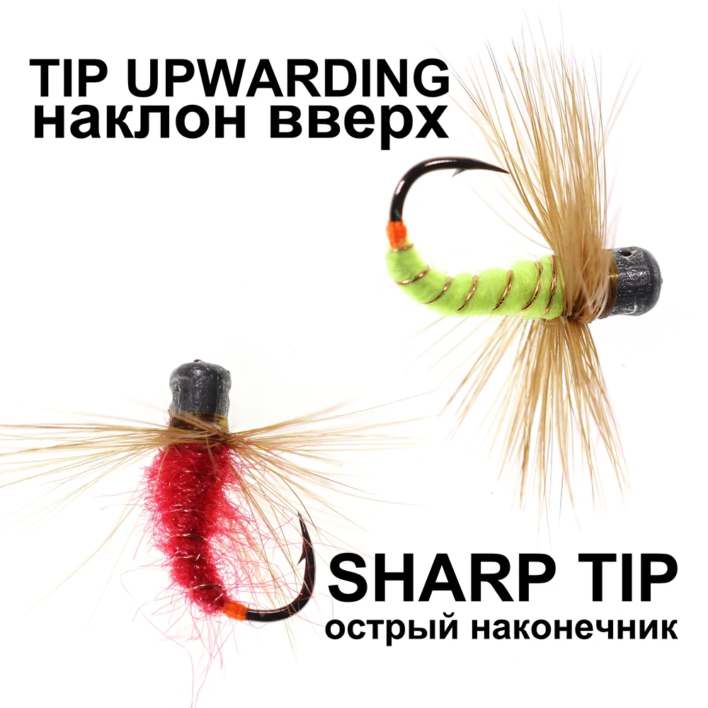 Bimoo, 6 uds., 0,3g, 0,5g, 0,7g, 1g, Buggy ponderado, gusano, mosca, pesca en hielo, cebo, pesca de invierno, Mormyski, anzuelo de púas de hundimiento rápido - imagen 5