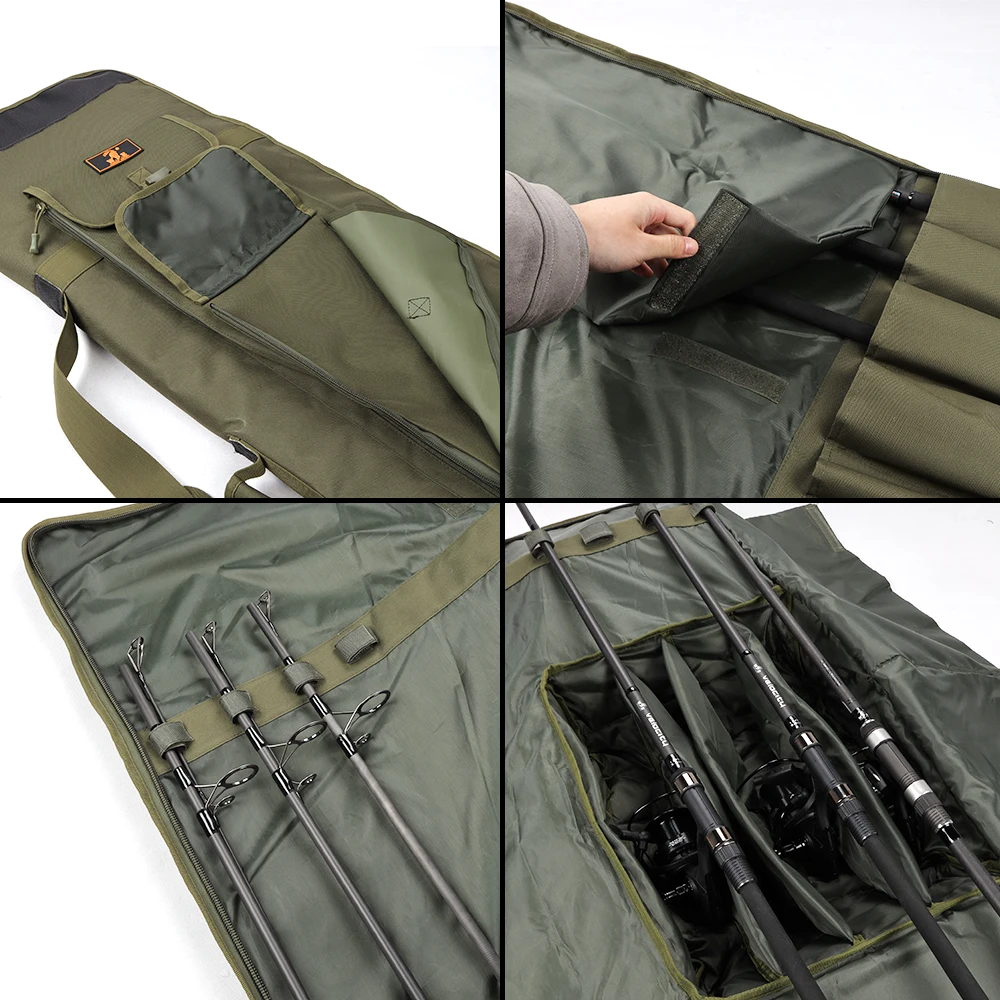 W.P.E-Bolsa de almacenamiento para caña de pescar, aparejos de pesca de tela Oxford plegable, bolsa grande para el vientre, 1,5 m/2,1 m