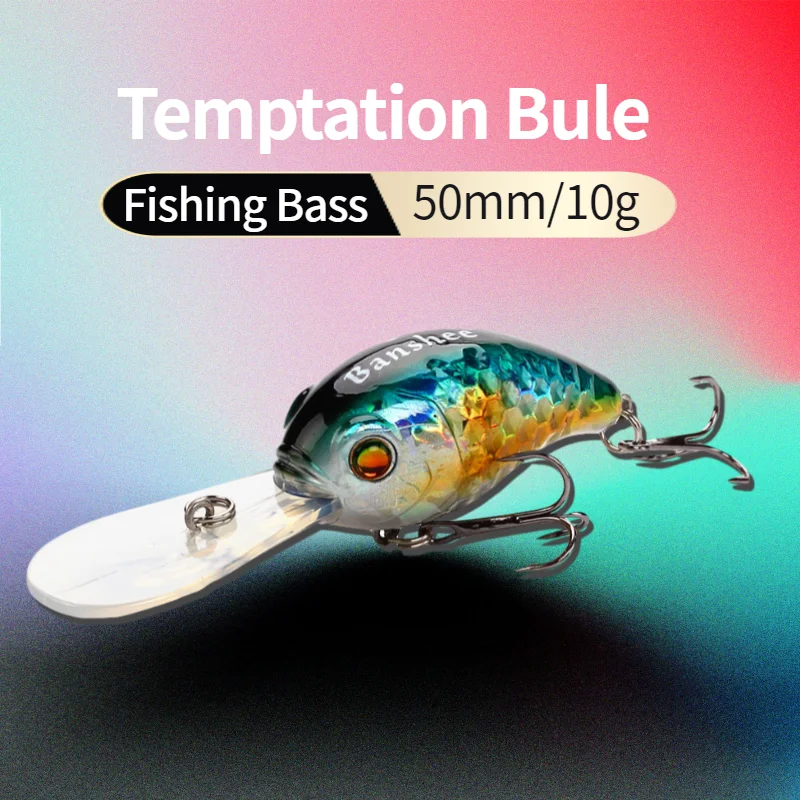 Banshee-señuelo de pesca de lubina flotante, 50mm, 10g, VC04, sonajero de sonido, Wobbler de pico redondo, cebo duro Artificial, Crankbaits de buceo profundo