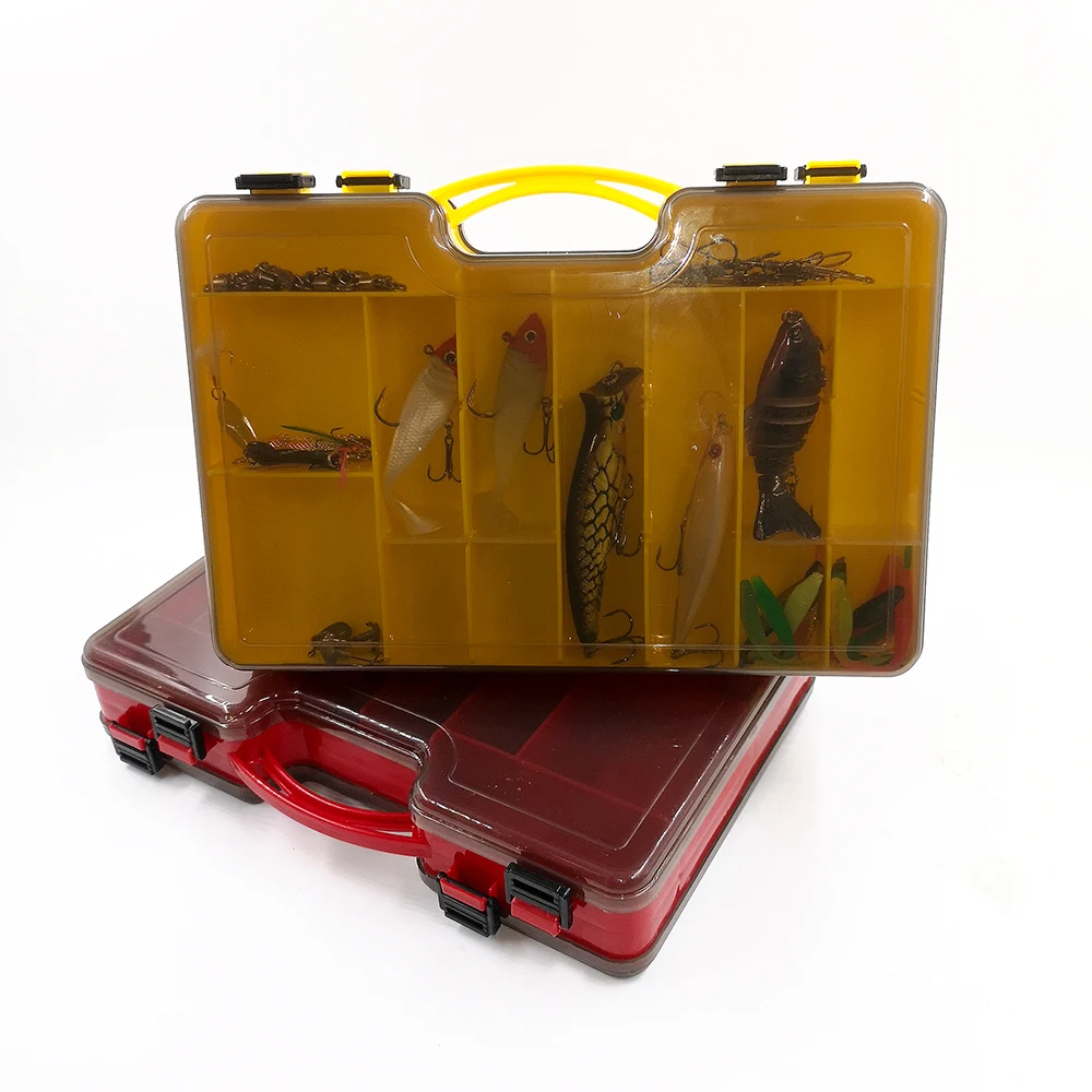 Caja de aparejos de pesca de doble cara multifuncional de gran capacidad, caja de almacenamiento de accesorios de pesca de carpa, caja de cebo portátil