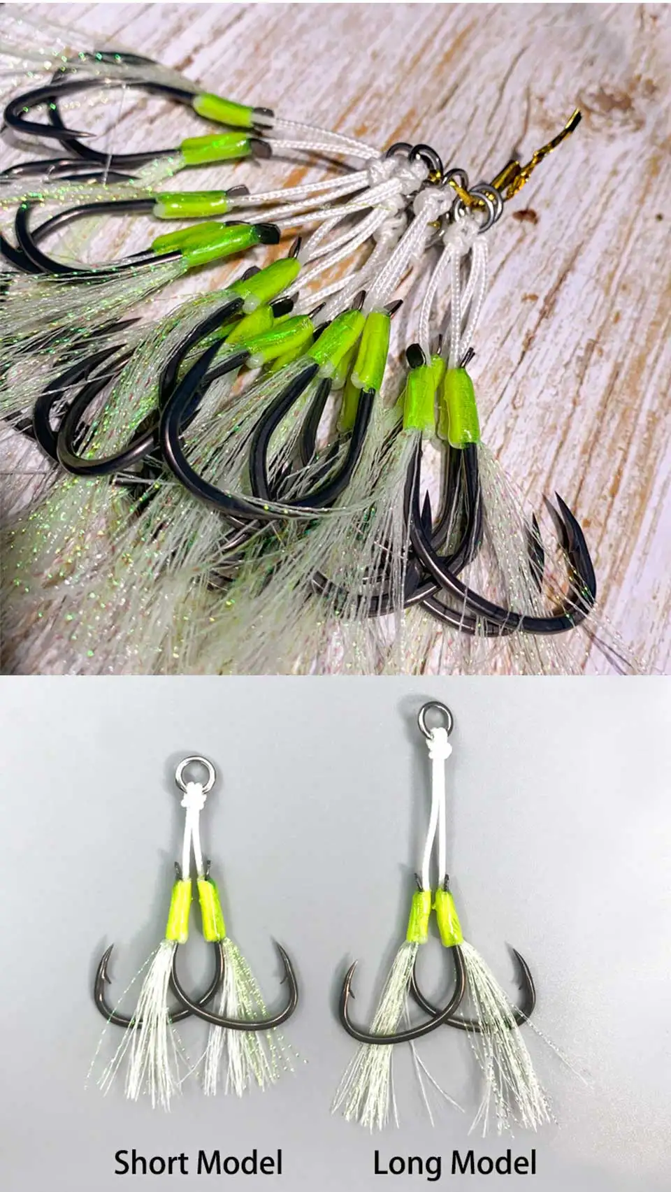 Anzuelos para jigging - vista de diferentes configuraciones