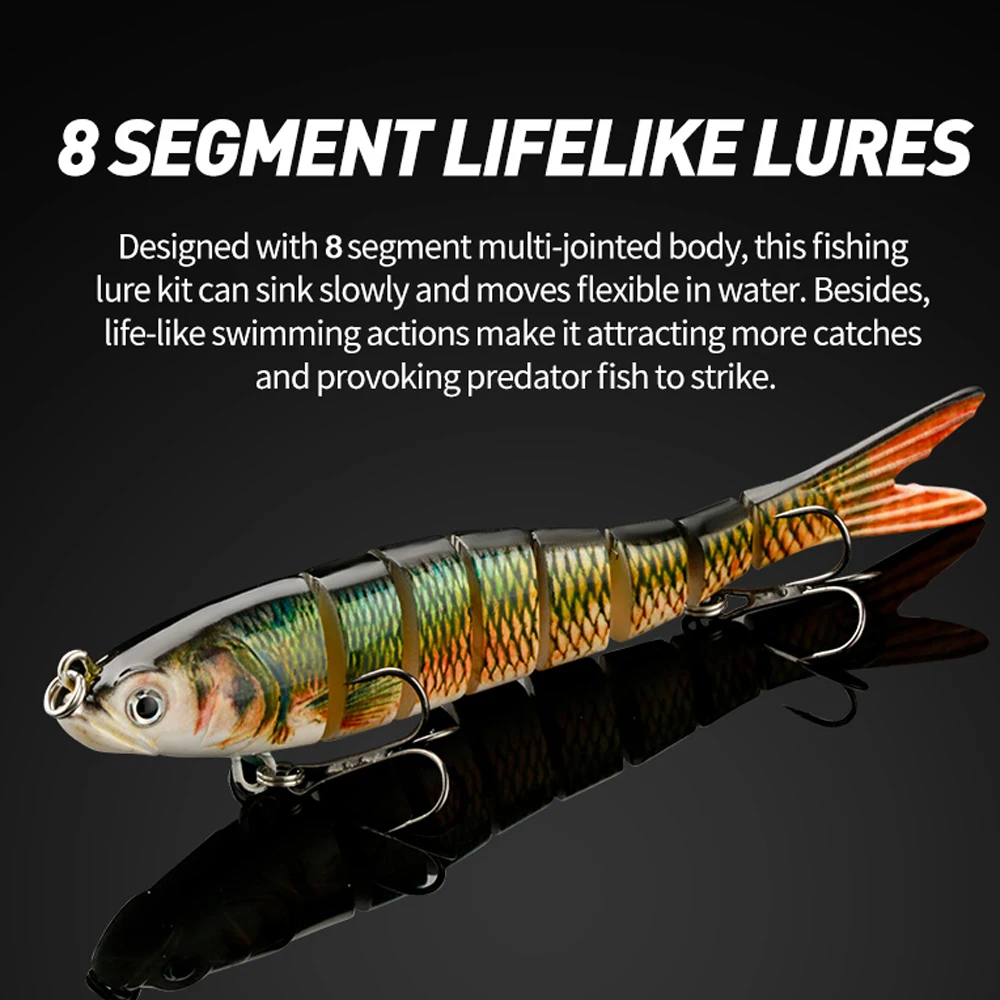 JOHNCOO-Juego de Señuelos de Pesca, Kit de cebos artificiales duros de 6-8 segmentos, Swimbait, trucha, Lucio, Wobblers de hundimiento múltiple, 12cm, 21g, 3 uds. - imagen 5