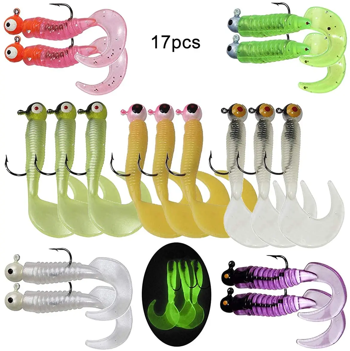Kit completo de señuelos de pesca con 17 piezas en caja organizadora