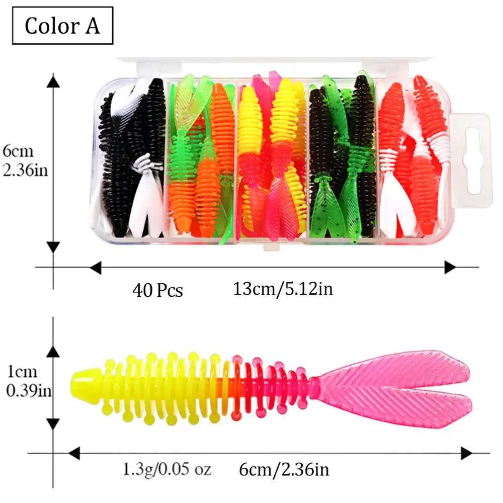 THKFISH 40 Uds. Señuelos blandos de pesca Jig trucha gusano cebos blandos 6cm cebo Artificial Wobblers gusanos blandos señuelo falso Swimbait - imagen 2