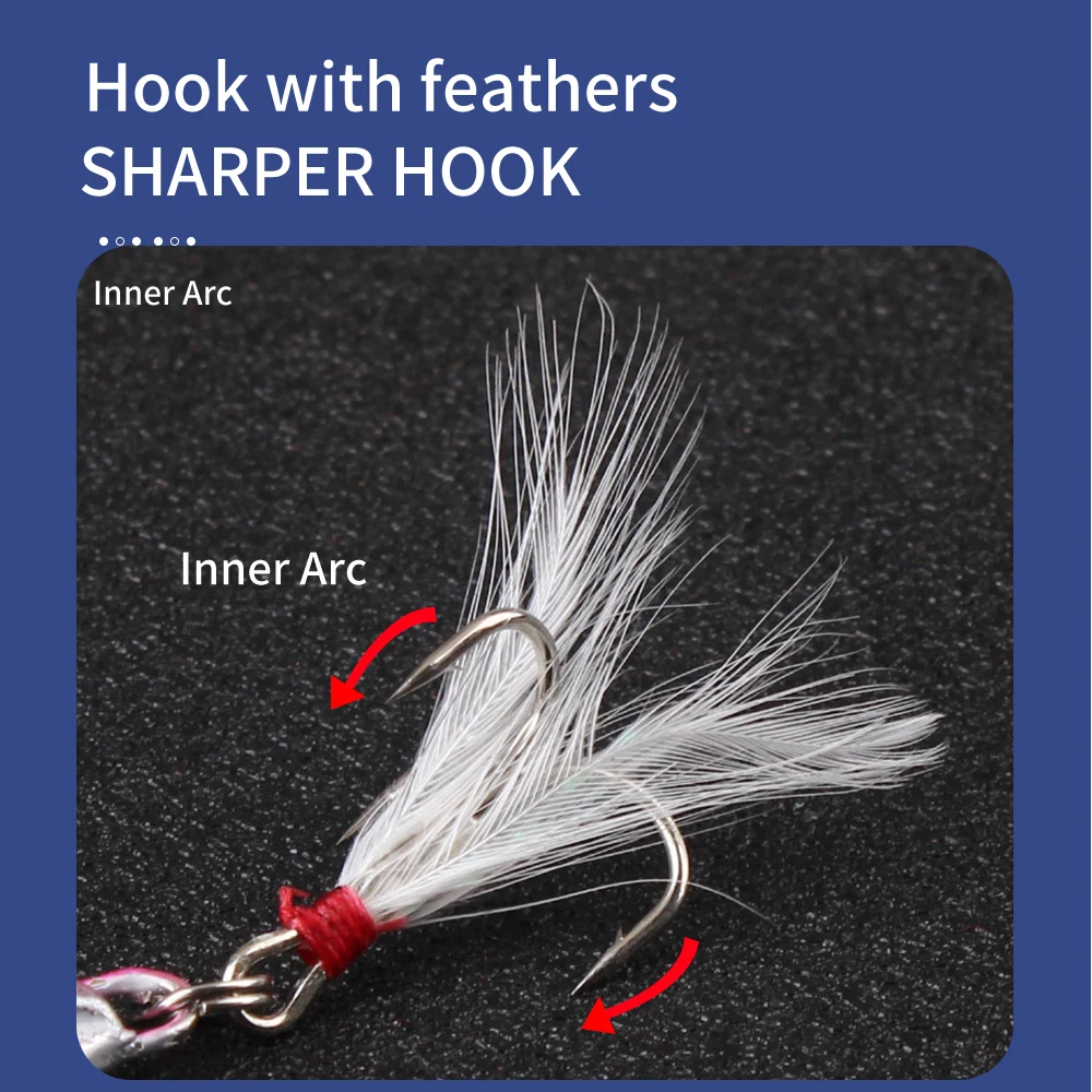 FTK 10g 20g 30g 40g Micro Jig señuelo de pesca anzuelo de asistencia ojos 3D Metal Jigging pesca en el mar cebo Artificial duro anzuelo triple - imagen 5