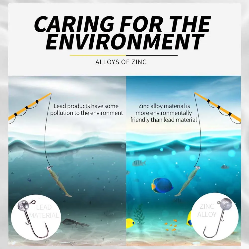 D1 nuevo anzuelo de aleación de Zinc 5g 7g 10g 14g peso de plantilla de cabeza aparejos de pesca fuertes y afilados de materiales de protección del medio ambiente - imagen 4