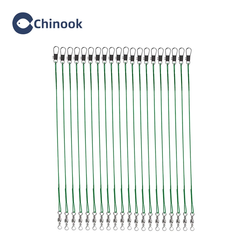 Chinook sedal de pesca de acero antimordedura, líder de alambre de acero con accesorio giratorio, correa de núcleo de plomo, 20 piezas, 15-30cm - imagen 5