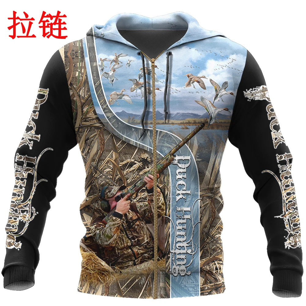 Sudaderas con capucha novedosas con estampado 3D de caza de patos para hombre, Sudadera con capucha, ropa de calle Unisex, jersey, chándales informales KJ0171 - imagen 4