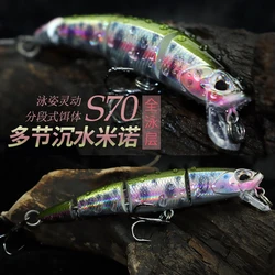 Wobblers de hundimiento, Señuelos de Pesca de 4 segmentos, Swimbait, cebo duro, aparejos de pesca para lubina Isca Crankbait, 1 pieza, 7cm, 6g