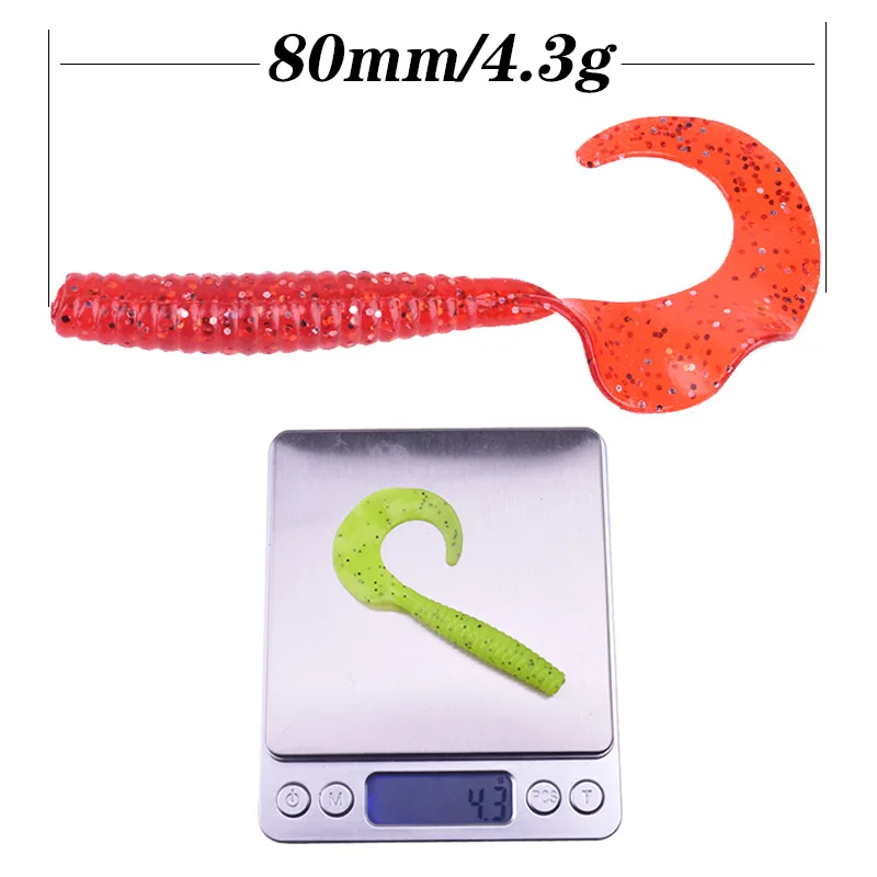 Cebos blandos de silicona con olor a pez, cebo suave de 80mm y 4,3g, señuelo de pesca de gusanos, plantilla de goma Artificial, Wobblers, Swimbaits Bass, 5 uds. - imagen 2