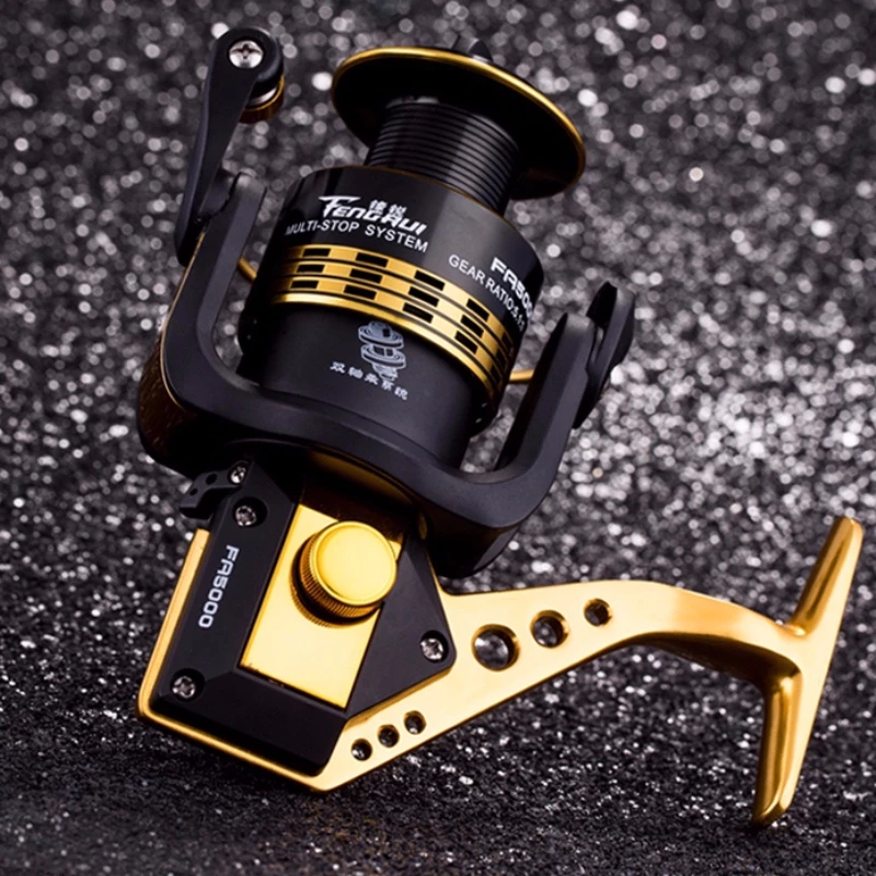 Carrete De Pesca con rueda giratoria, copa De alambre De Metal, rueda giratoria fuerte, brazo basculante plegable izquierdo y derecho, poste De Pesca - imagen 5