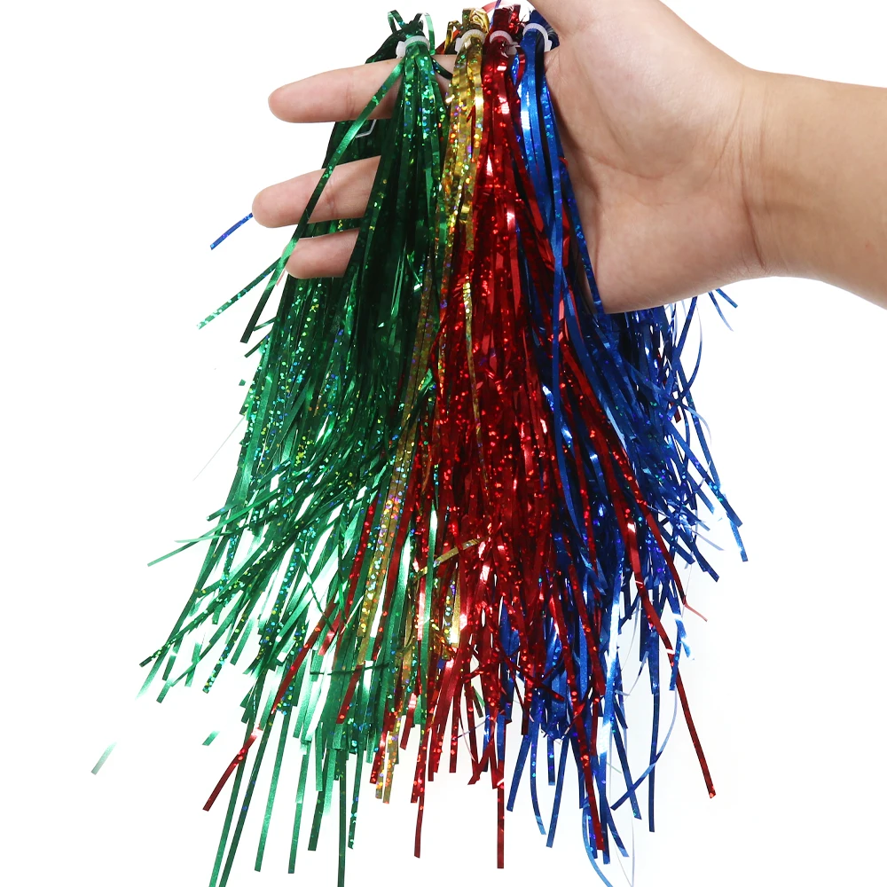 Bimoo 2/4 paquetes 2mm Flashabou holográfica atado de moscas oropel Flash Streamer de pesca de trucha volar aparejos de cebo con reclamo rojo azul verde oro - imagen 5