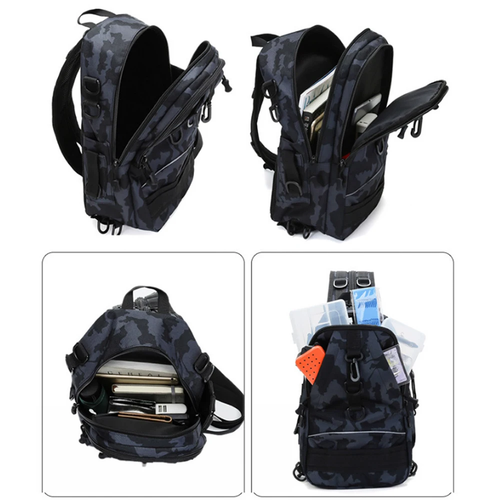 Mochila táctica multiusos para pesca, bolsa de hombro cruzada, impermeable, para senderismo al aire libre, X435G - imagen 3