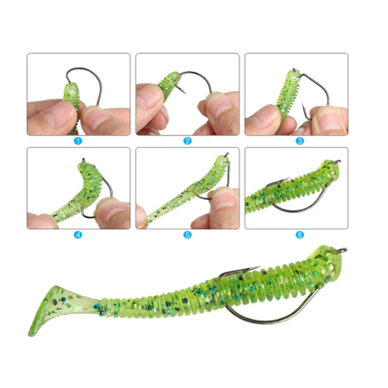 Anzuelos de Pesca, 10 Uds., anzuelo de manivela con cabeza de anzuelo, anzuelo de pescado compensado para cebo blando, Crankbait, accesorios para aparejos de Pesca de carpa y mar - imagen 3