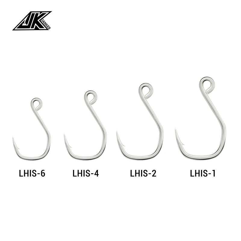 JK LHIS-anzuelo de pesca de acero con alto contenido de carbono, anzuelo para pesca marina, resistente a la corrosión, 1 #/ 2 #/ 4 #/ 6 # - imagen 2