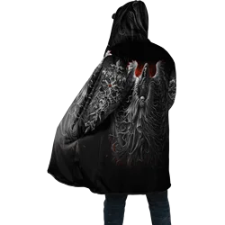 Abrigo de invierno con capa calavera Reaper y capucha 3D