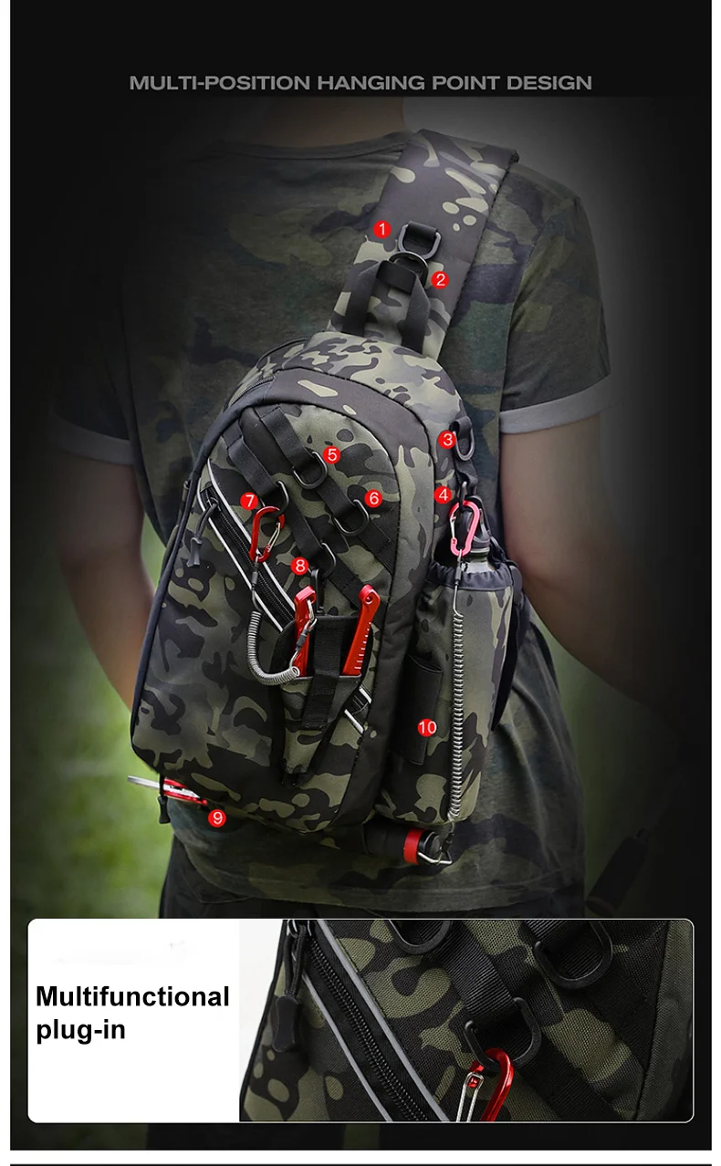 Un hombre que lleva una camisa de camuflaje y una mochila