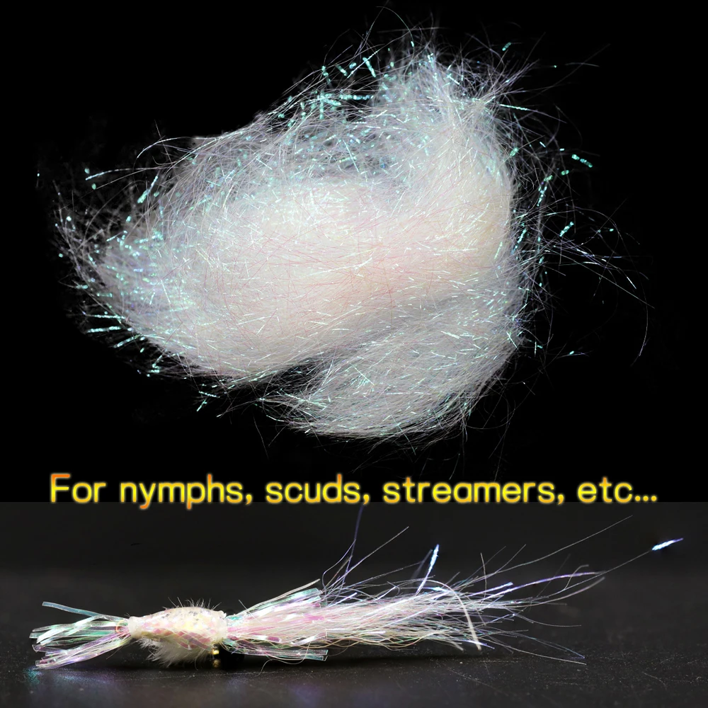 Bimoo-atado de moscas de colores surtidos, fibra Dub de hielo brillante sintética ultrafina para Ninfa Scud, Material de atado de camarones, 14 paquetes - imagen 4