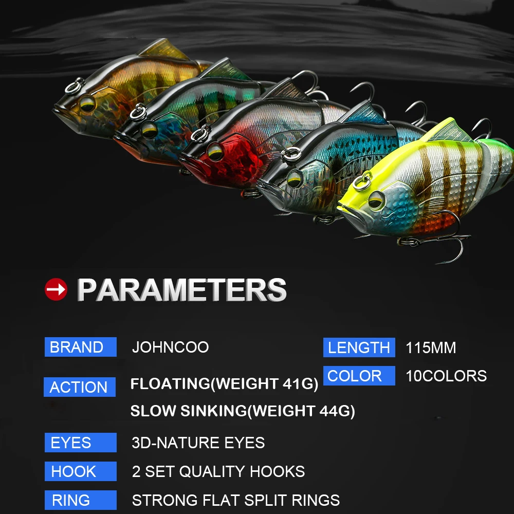 Señuelos de Pesca con vibración, 115mm, hundimiento lento/flotante, cebos duros, Crankbait, pesca articulada, Wobbler para pesca - imagen 5