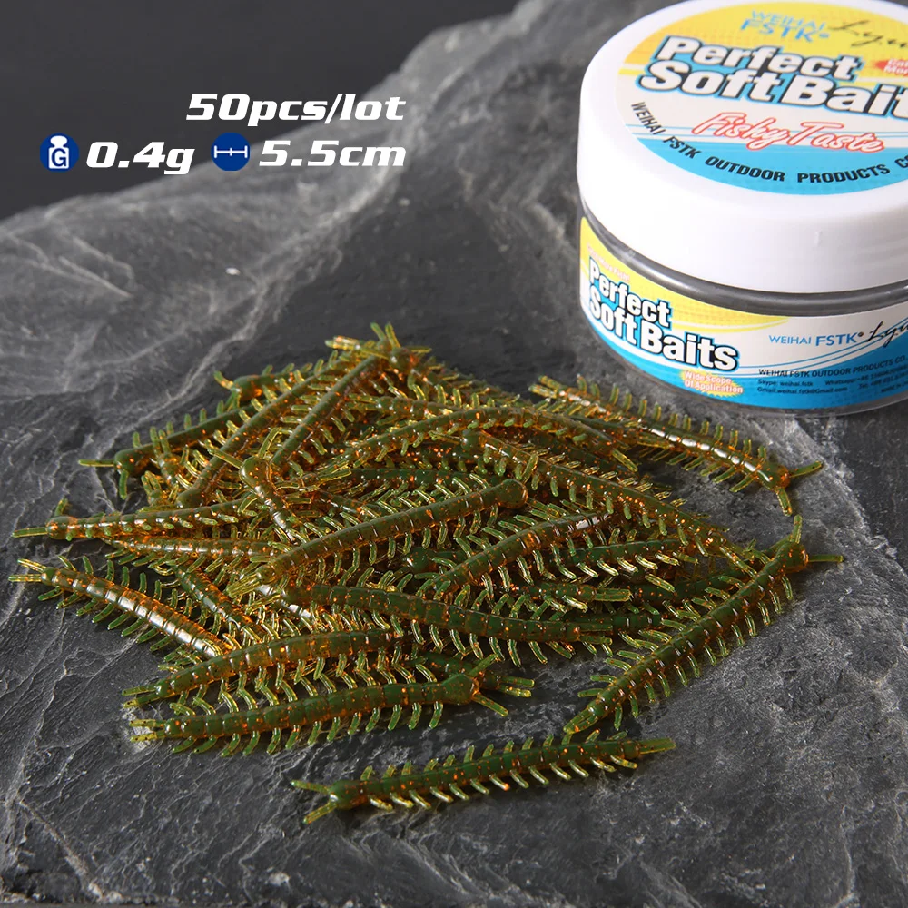 Cebos de gusano blando para pesca Artificial, tentáculo realista, gusanos, olor a pescado, terremotos, 55mm, 0,4g, señuelos blandos de gusano. - imagen 4