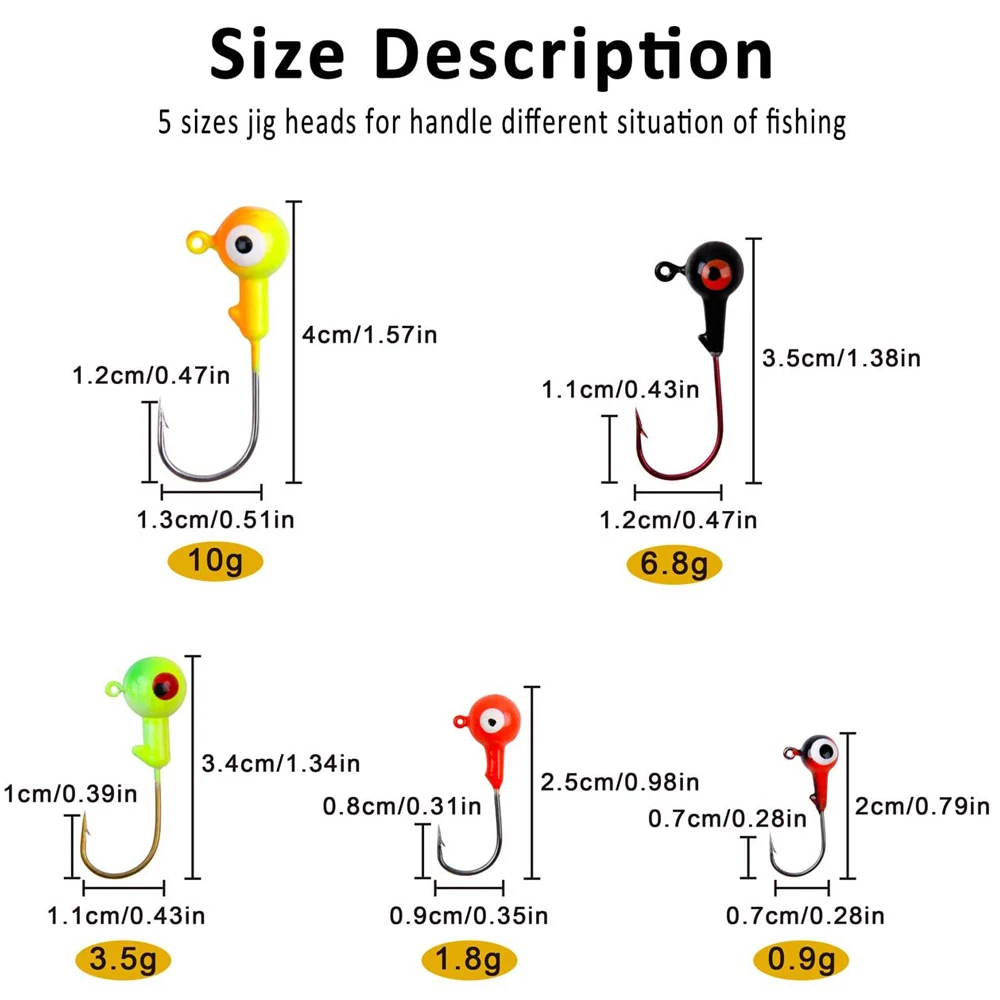 Anzuelo de pesca con cabeza de plantilla de manivela, cebo de plantilla inoxidable de alto carbono para cebos blandos, lubina, trucha, 50 piezas, 40 piezas, 30 piezas - imagen 2