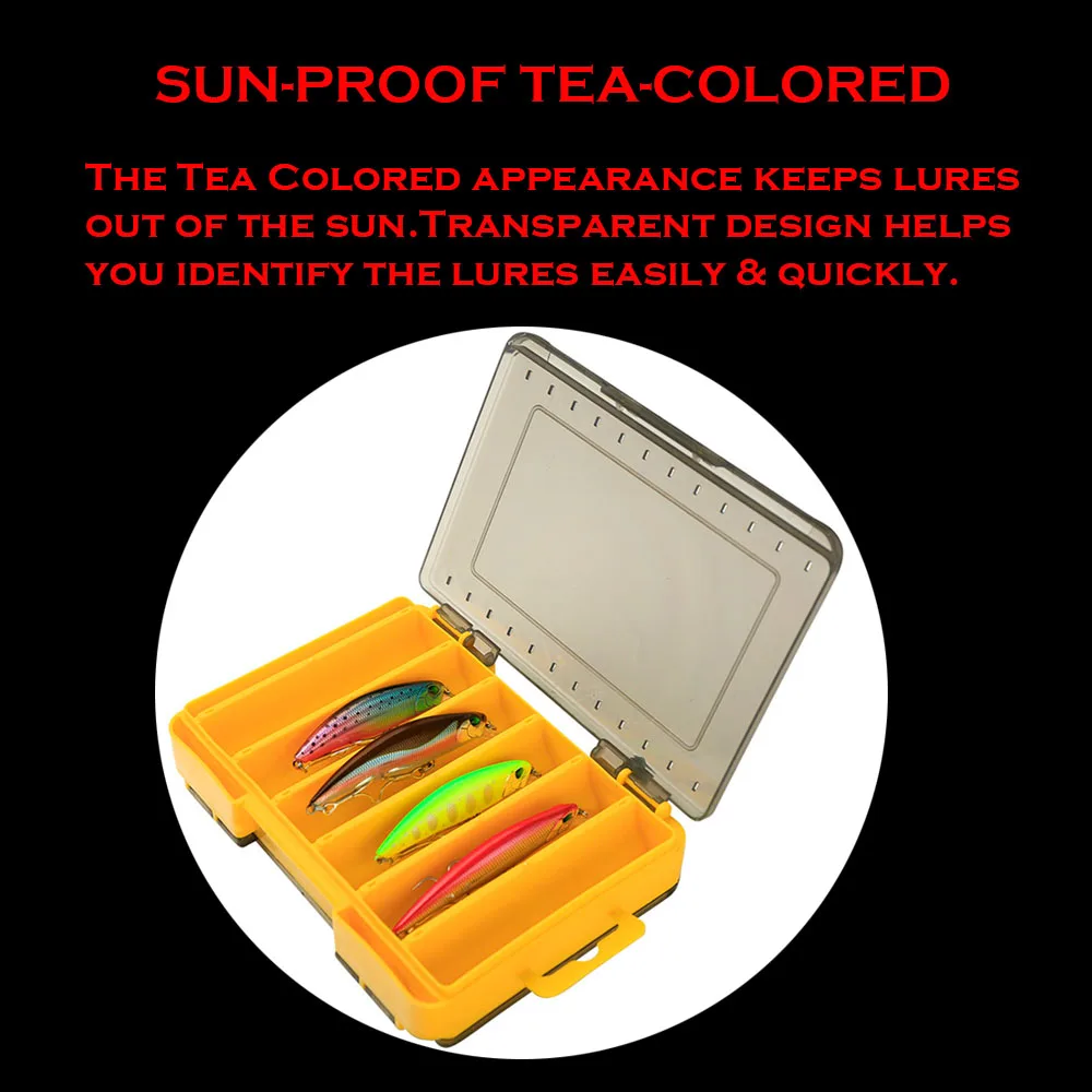 ATUENO-caja de pesca de doble cara, 14/12 compartimentos, resistente al agua, organizador de almacenamiento de anzuelos y carpas - imagen 3