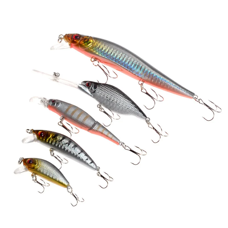 Señuelos de pesca mezclados, 5 estilos diferentes, modelo de pececillo, Wobblers de carpa de alta calidad, aparejos de pesca, cebo duro Artificial, nuevo, 5 unids/set
