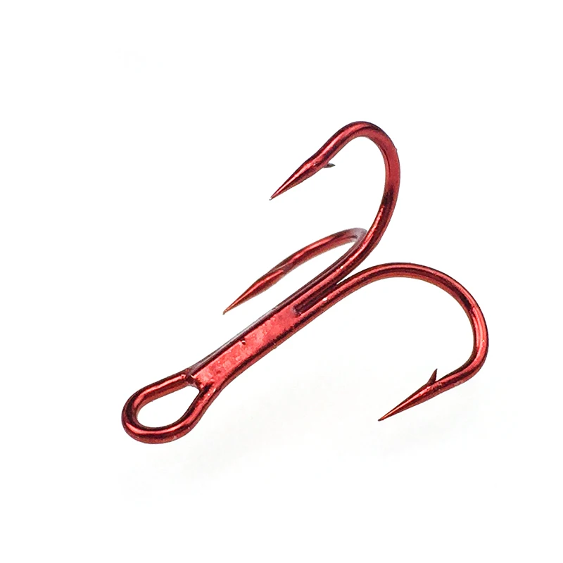 Anzuelo triple rojo/múltiple para sangre de tamaño Señuelos de Pesca, aparejos para pesca de agua salada/agua dulce, tamaño 6 #8 #10 #12 #14 #, 50 Uds.